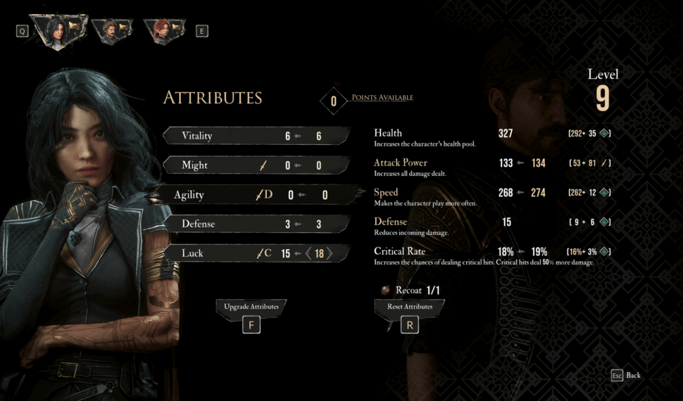 Screenshot of Lune and Attribute screen
